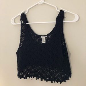 Black patterned crop top